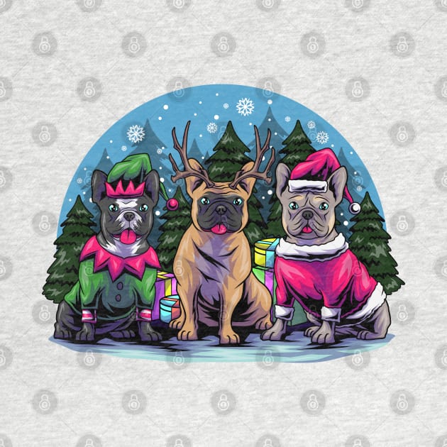 Christmas French Bulldogs by AngelFlame